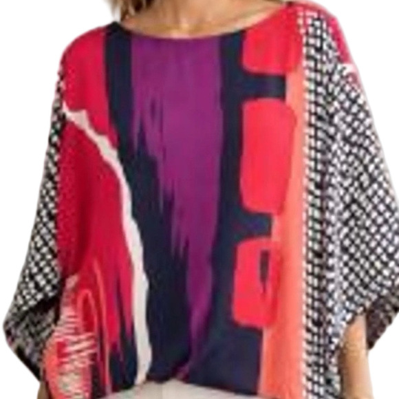 59. WOMENS CHICO’S S/M DETAIL PONCHO TOP - Picture 2 of 7